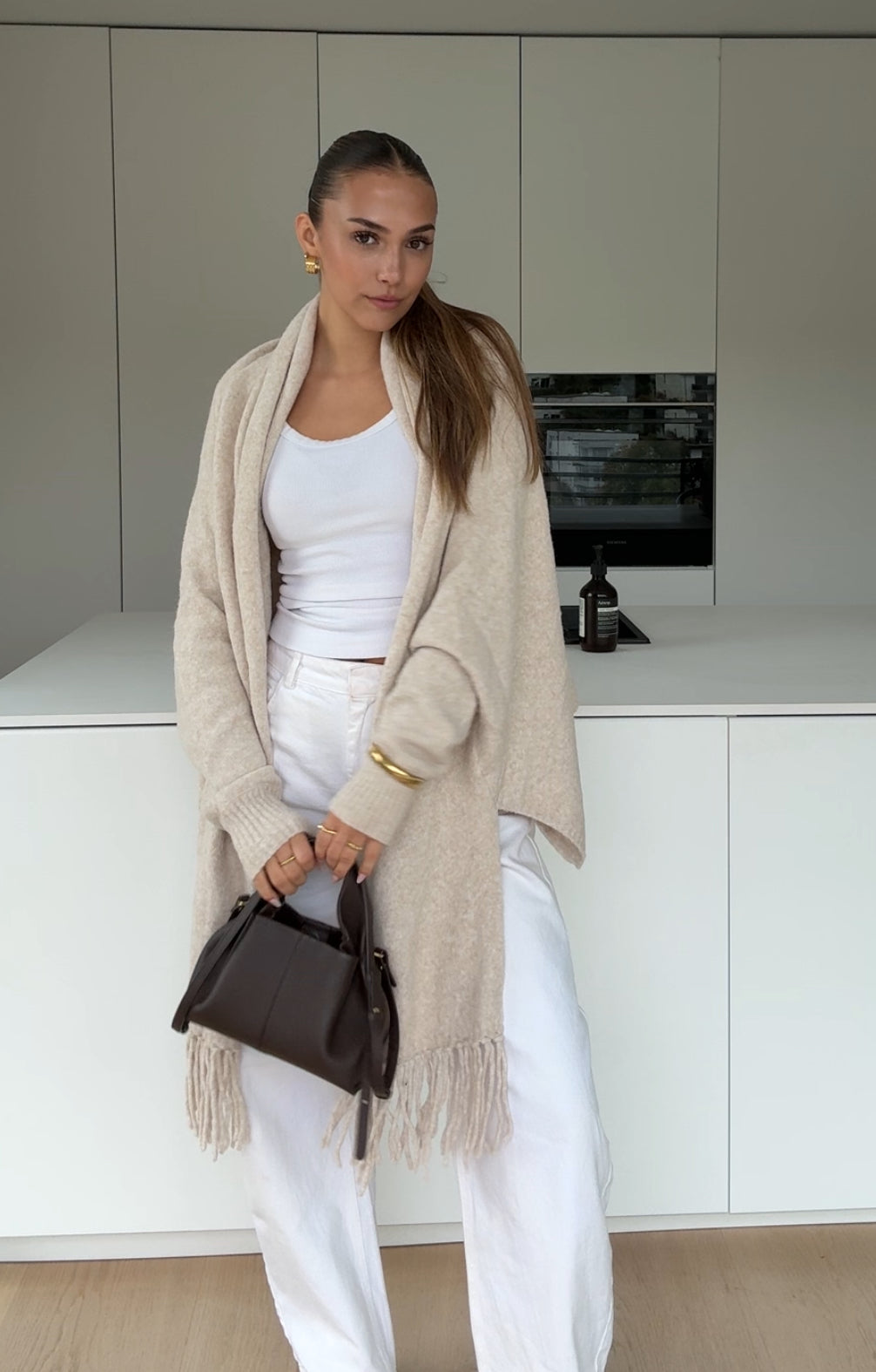 CARDIGÁN CON BUFANDA VAINILLA