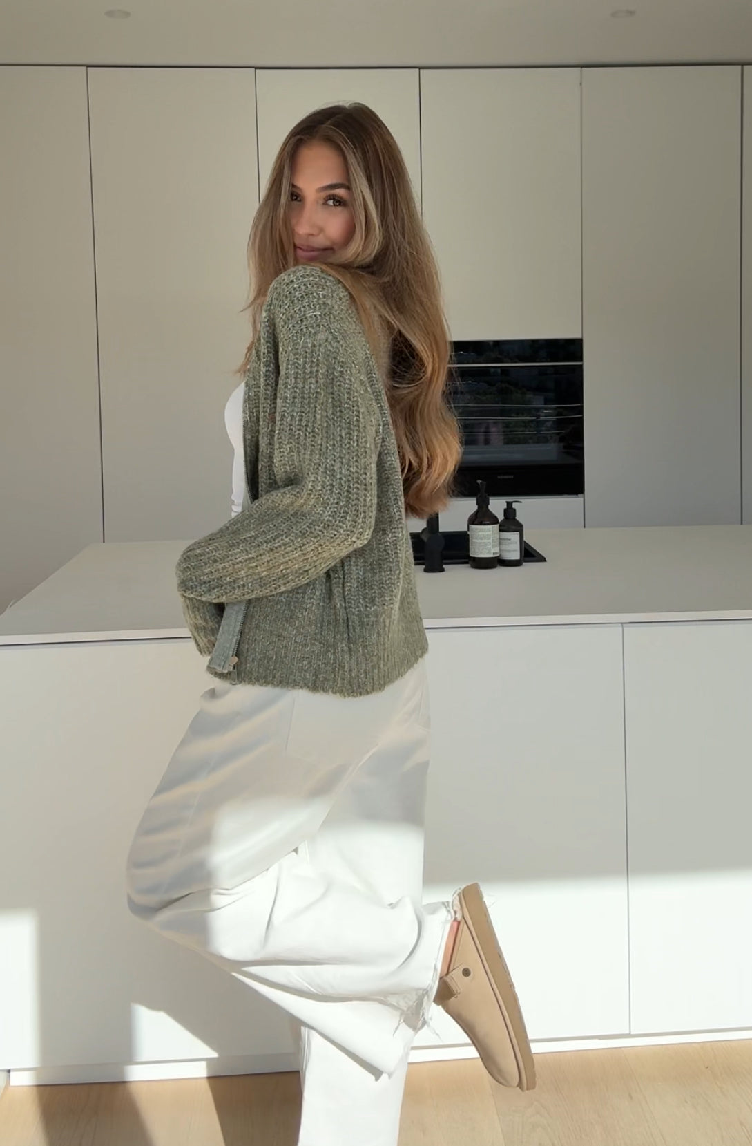 CARDIGÁN DE PUNTO ZIP SAGE