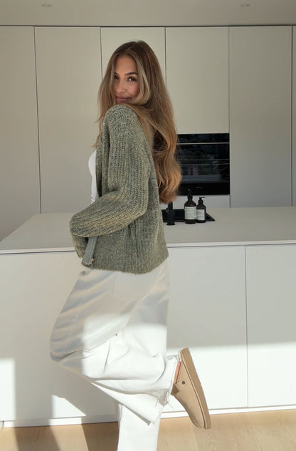 CARDIGÁN DE PUNTO ZIP SAGE