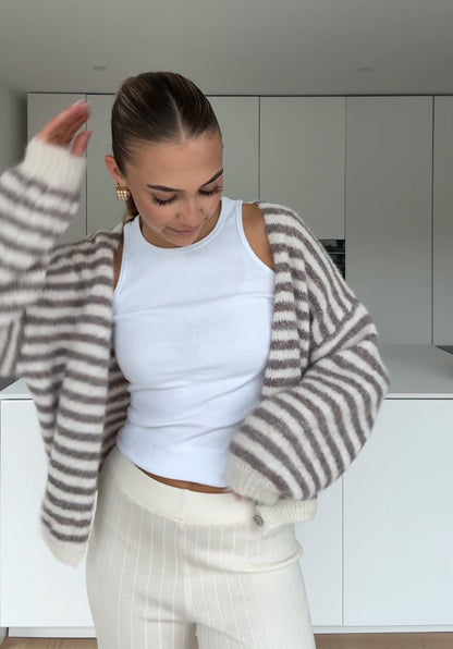 CARDIGÁN RAYADO COLOR TAUPE
