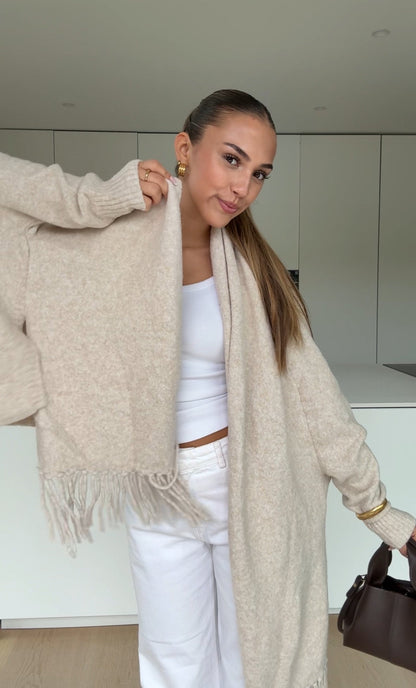 CARDIGÁN CON BUFANDA VAINILLA