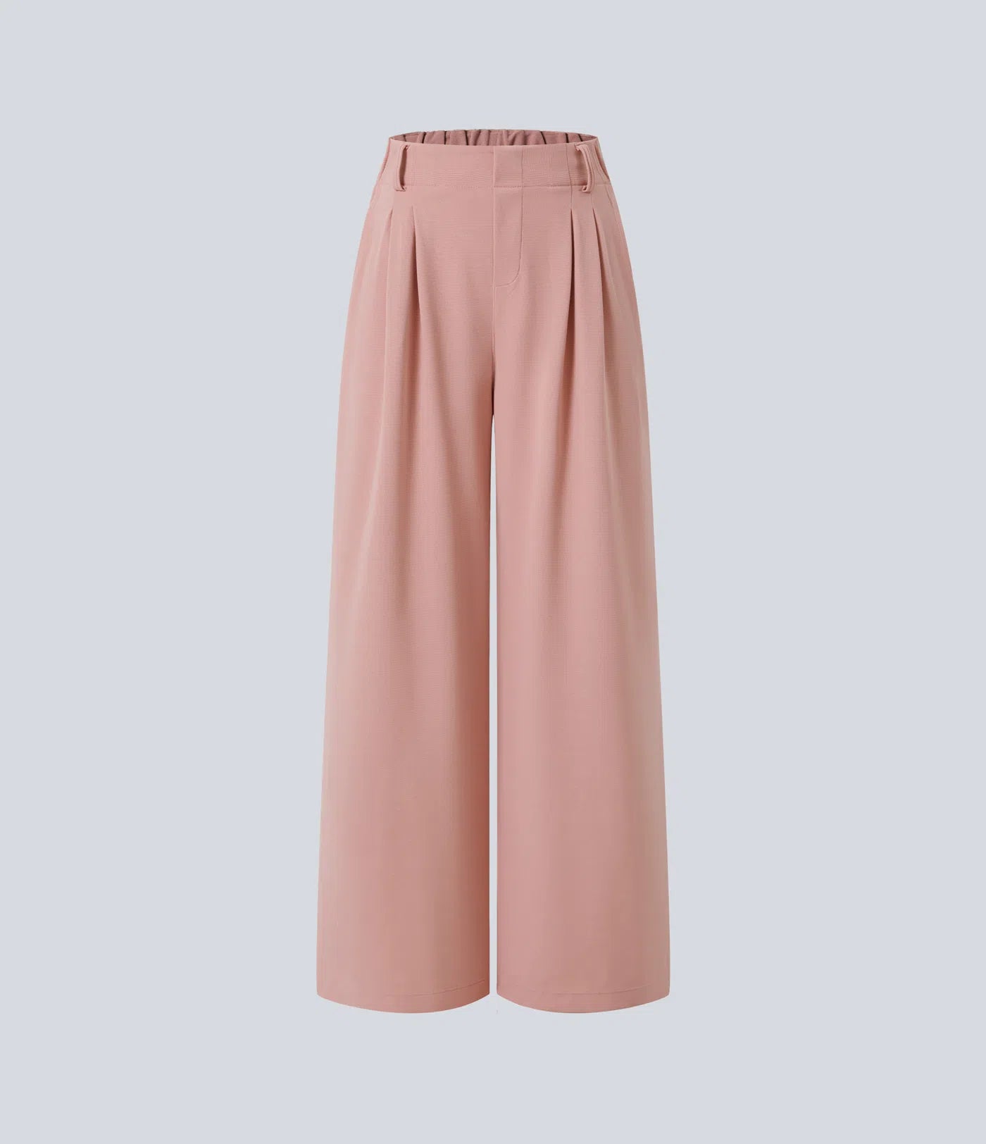 Pantalones cintura alta de pierna ancha tejido Waffle bolsillos cómodo oficina