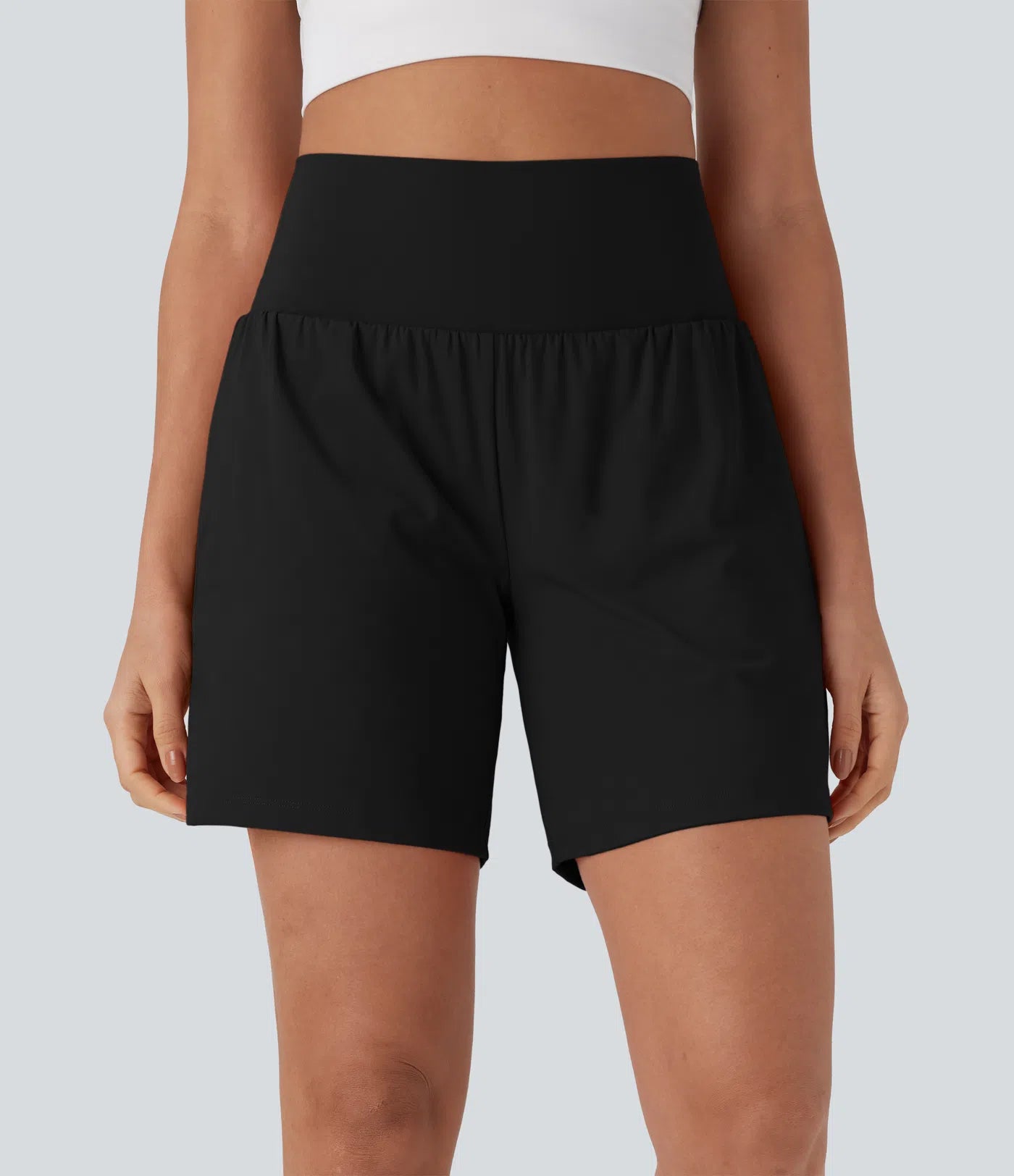 Softlyzero™ Pantalones Cortos de Yoga de Cintura Súper Alta 2 en 1 con Toque Fresco Bolsillos de 17cm