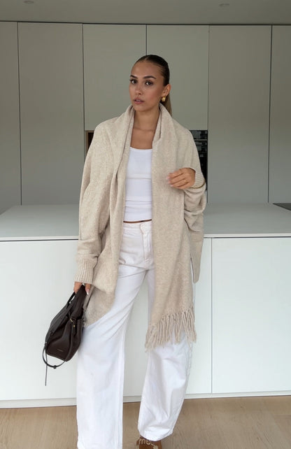 CARDIGÁN CON BUFANDA VAINILLA