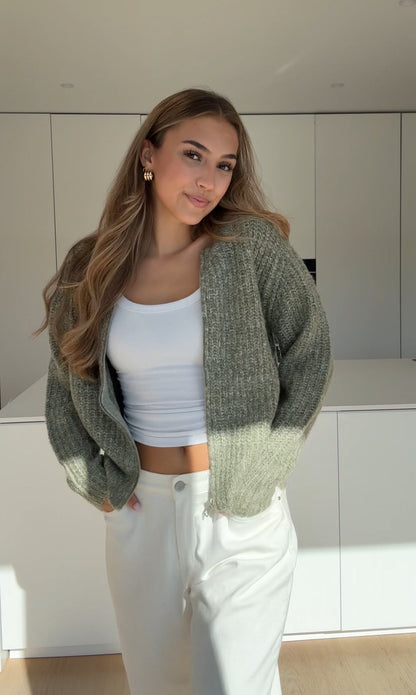 CARDIGÁN DE PUNTO ZIP SAGE