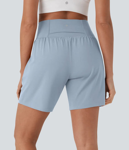 Softlyzero™ Pantalones Cortos de Yoga de Cintura Súper Alta 2 en 1 con Toque Fresco Bolsillos de 17cm