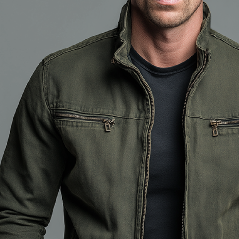 Chaqueta vintage de algodón con cremallera