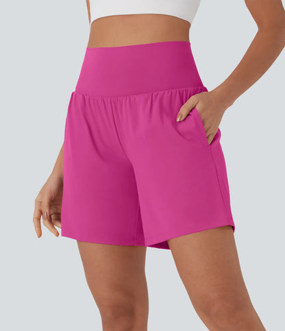 Softlyzero™ Pantalones Cortos de Yoga de Cintura Súper Alta 2 en 1 con Toque Fresco Bolsillos de 17cm