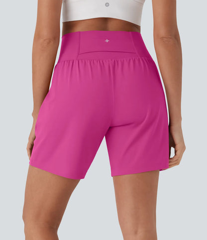 Softlyzero™ Pantalones Cortos de Yoga de Cintura Súper Alta 2 en 1 con Toque Fresco Bolsillos de 17cm