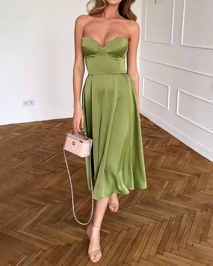 LIORA™ | VESTIDO MIDI ELEGANTE SIN HOMBROS