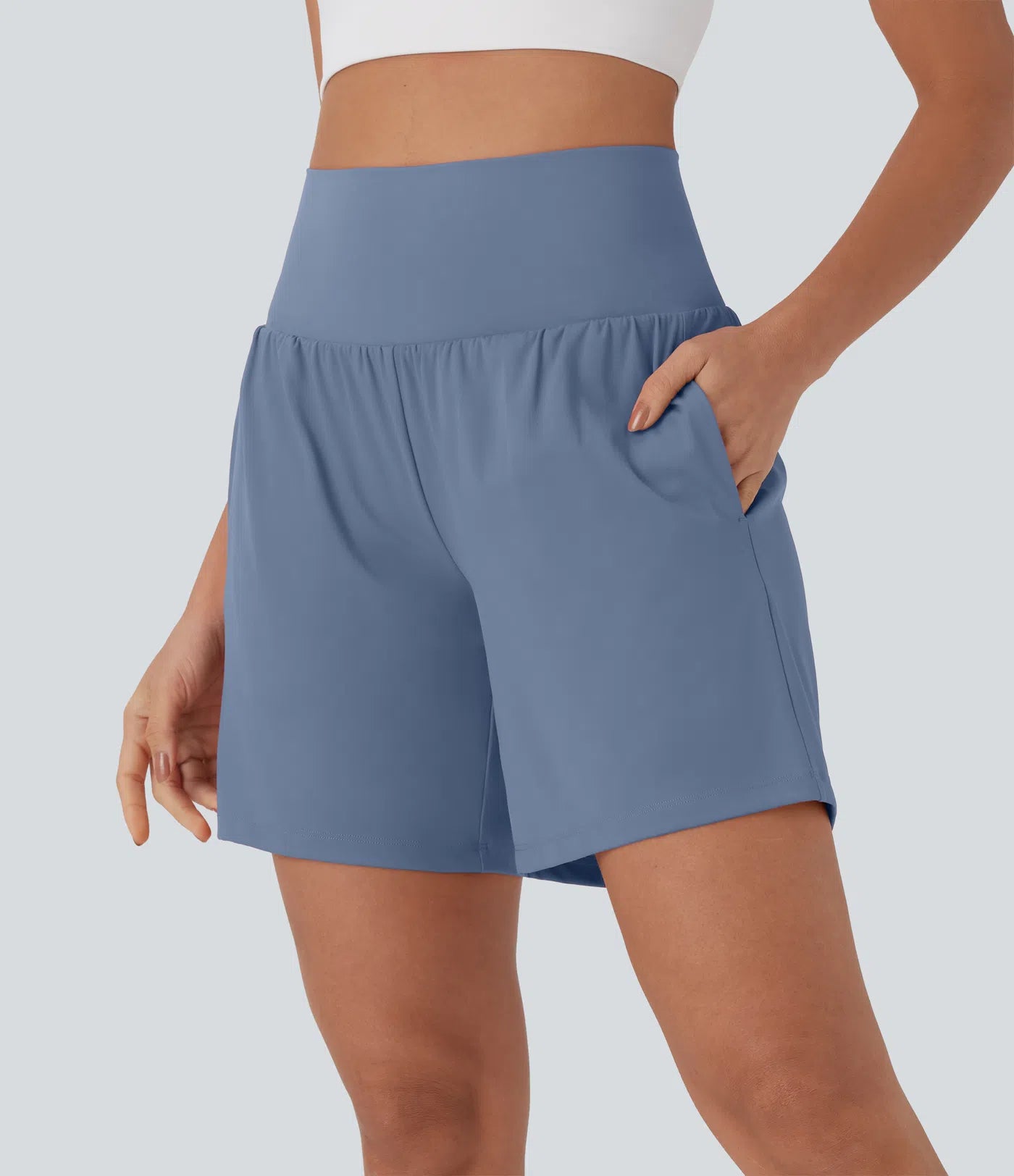 Softlyzero™ Pantalones Cortos de Yoga de Cintura Súper Alta 2 en 1 con Toque Fresco Bolsillos de 17cm