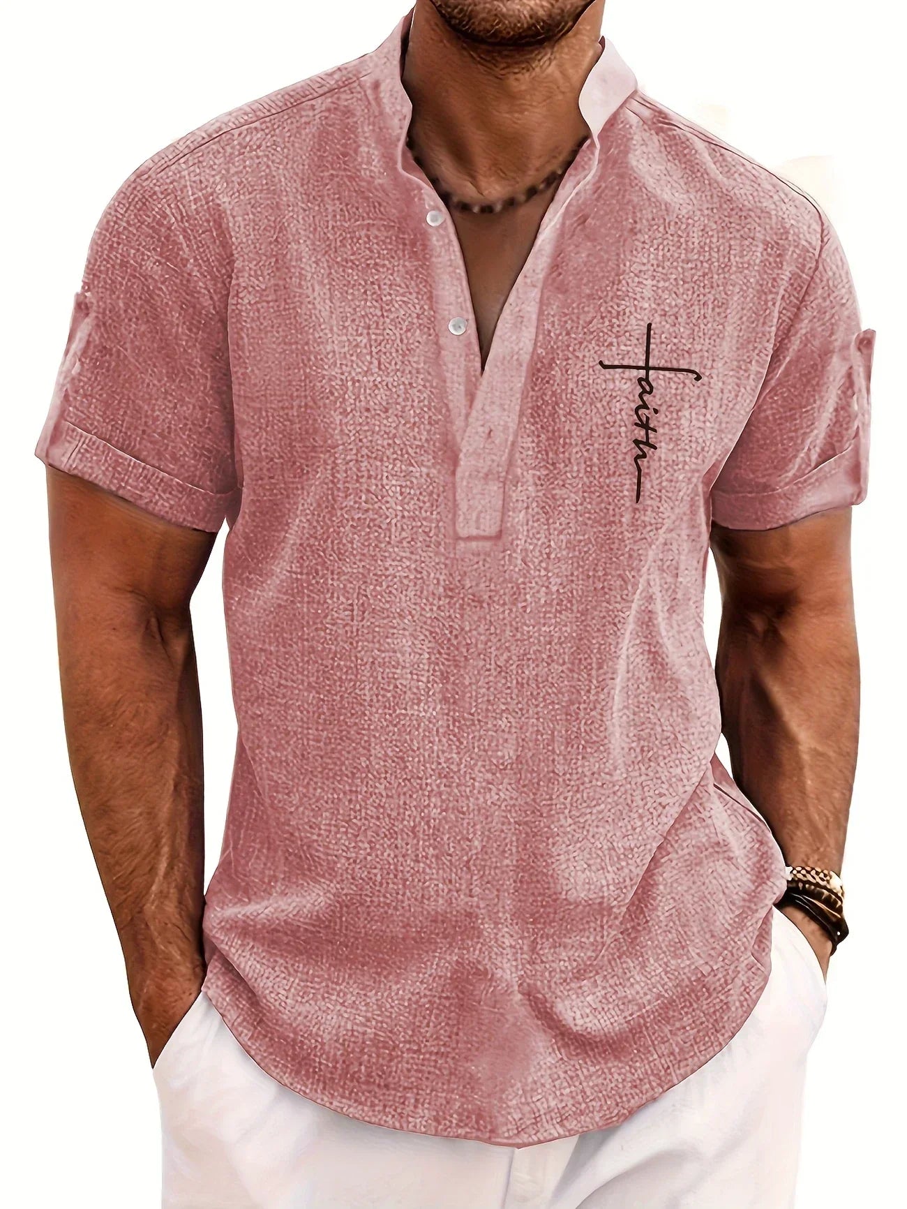 Leblanc™ | Camisa elegante de manga corta y cuello alto