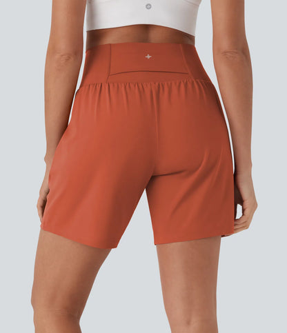 Softlyzero™ Pantalones Cortos de Yoga de Cintura Súper Alta 2 en 1 con Toque Fresco Bolsillos de 17cm