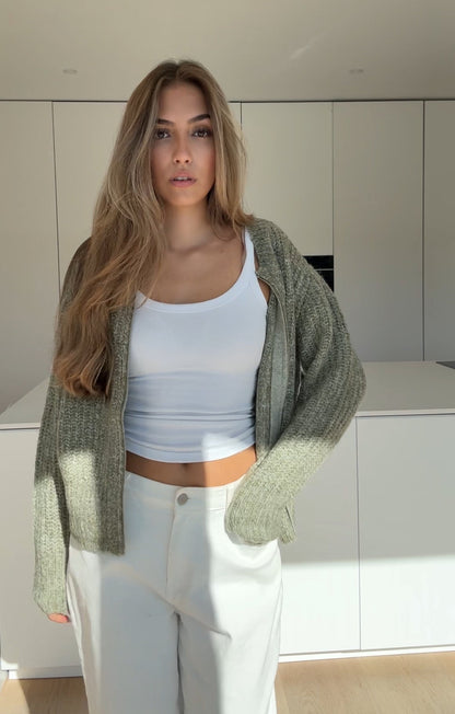 CARDIGÁN DE PUNTO ZIP SAGE