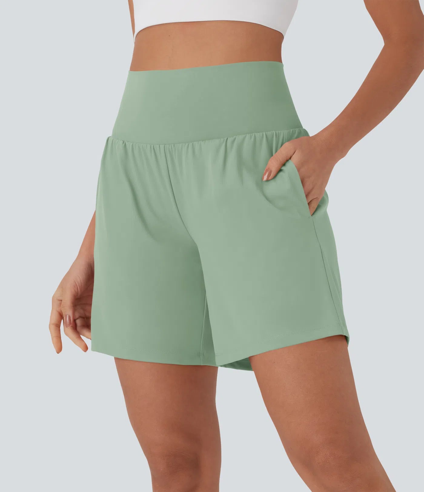 Softlyzero™ Pantalones Cortos de Yoga de Cintura Súper Alta 2 en 1 con Toque Fresco Bolsillos de 17cm