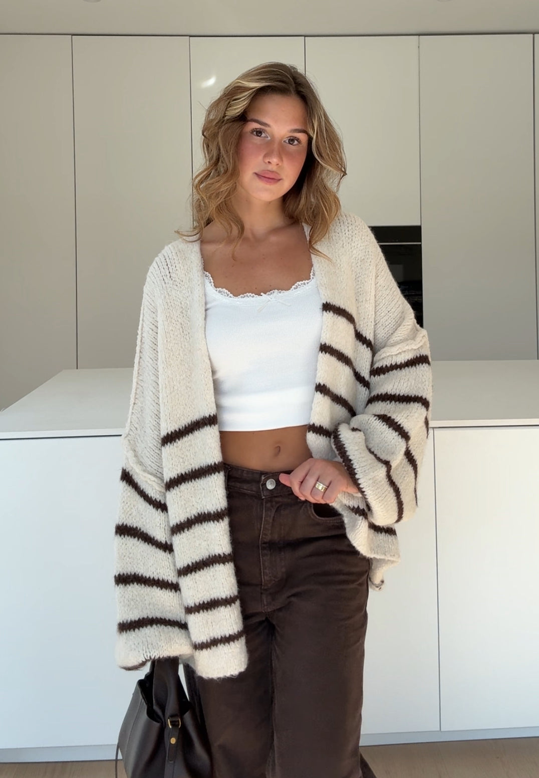 CARDIGÁN GRUESO A RAYAS VAINILLA CHOCOLATE