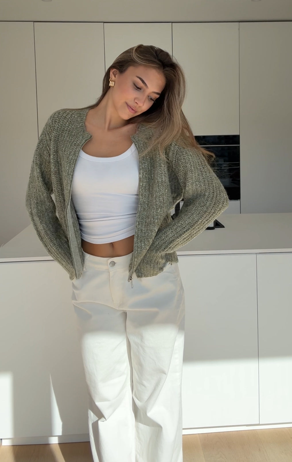 CARDIGÁN DE PUNTO ZIP SAGE