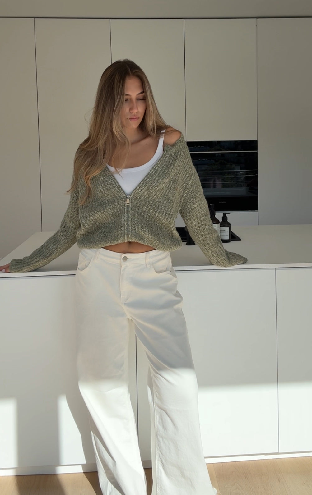 CARDIGÁN DE PUNTO ZIP SAGE
