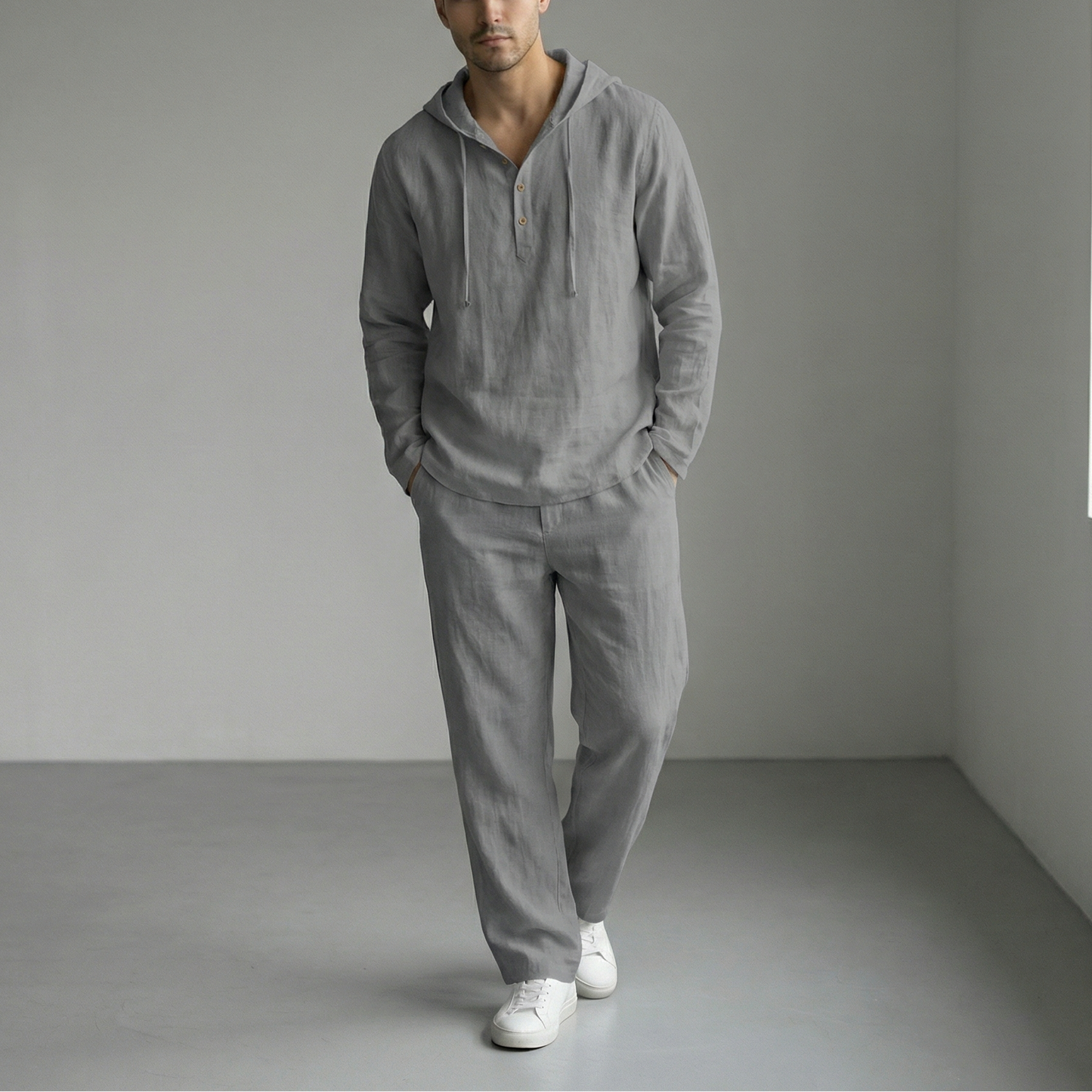 Conjunto de 2 Piezas para Hombre: Camiseta Holgada con Capucha y Pantalones