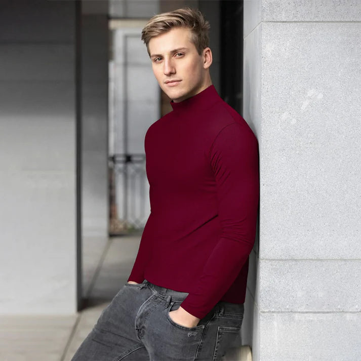 Camiseta Slim Fit de manga larga con cuello alto
