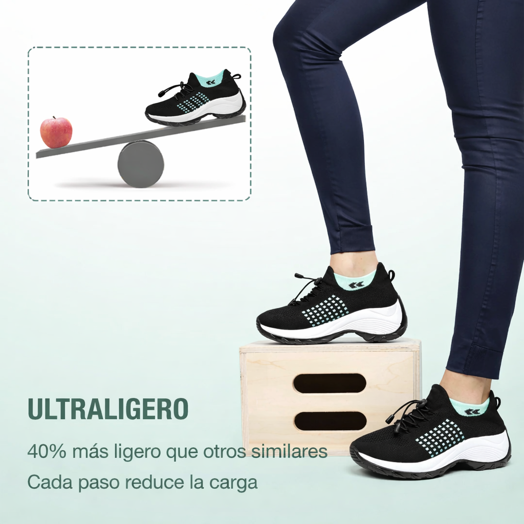 Zapatos ortopédicos Ambulo de tejido de punto - Verde Negro