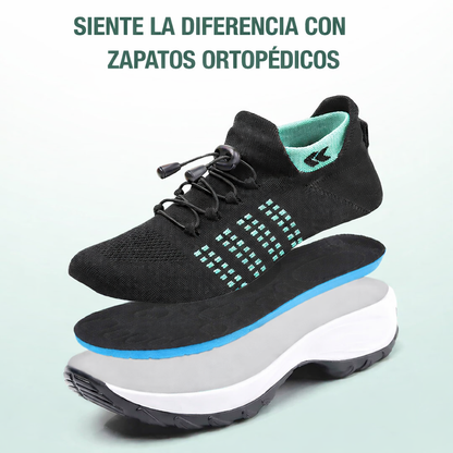 Zapatos ortopédicos Ambulo de tejido de punto - Verde Negro