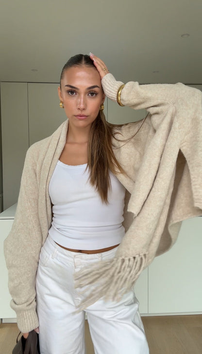 CARDIGÁN CON BUFANDA VAINILLA