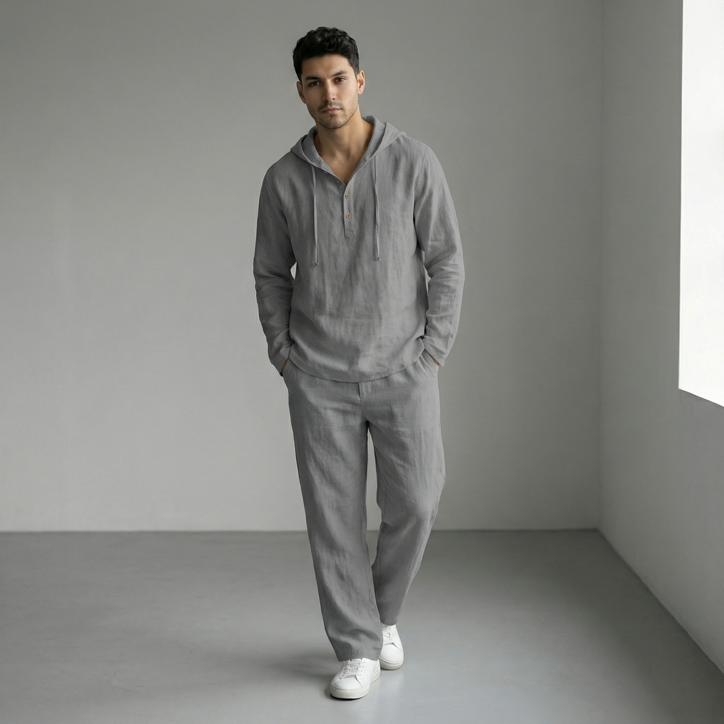 Conjunto de 2 Piezas para Hombre: Camiseta Holgada con Capucha y Pantalones