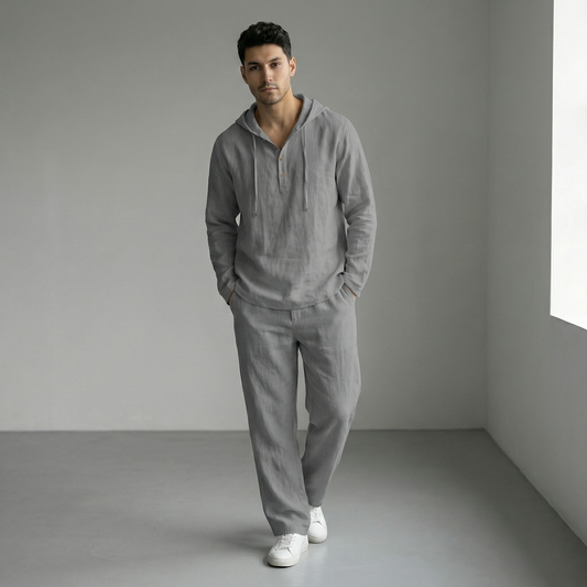 Conjunto de 2 Piezas para Hombre: Camiseta Holgada con Capucha y Pantalones