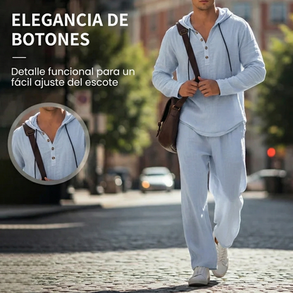 Conjunto de 2 Piezas para Hombre: Camiseta Holgada con Capucha y Pantalones