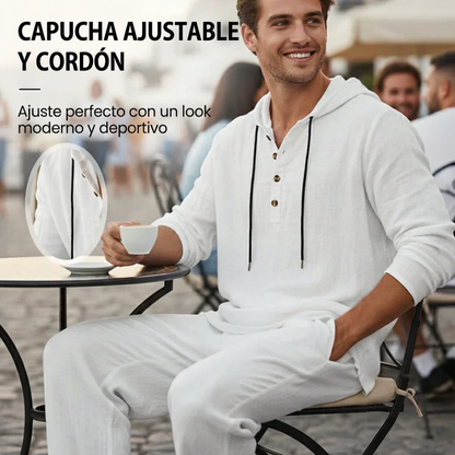 Conjunto de 2 Piezas para Hombre: Camiseta Holgada con Capucha y Pantalones