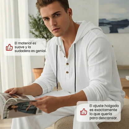 Conjunto de 2 Piezas para Hombre: Camiseta Holgada con Capucha y Pantalones