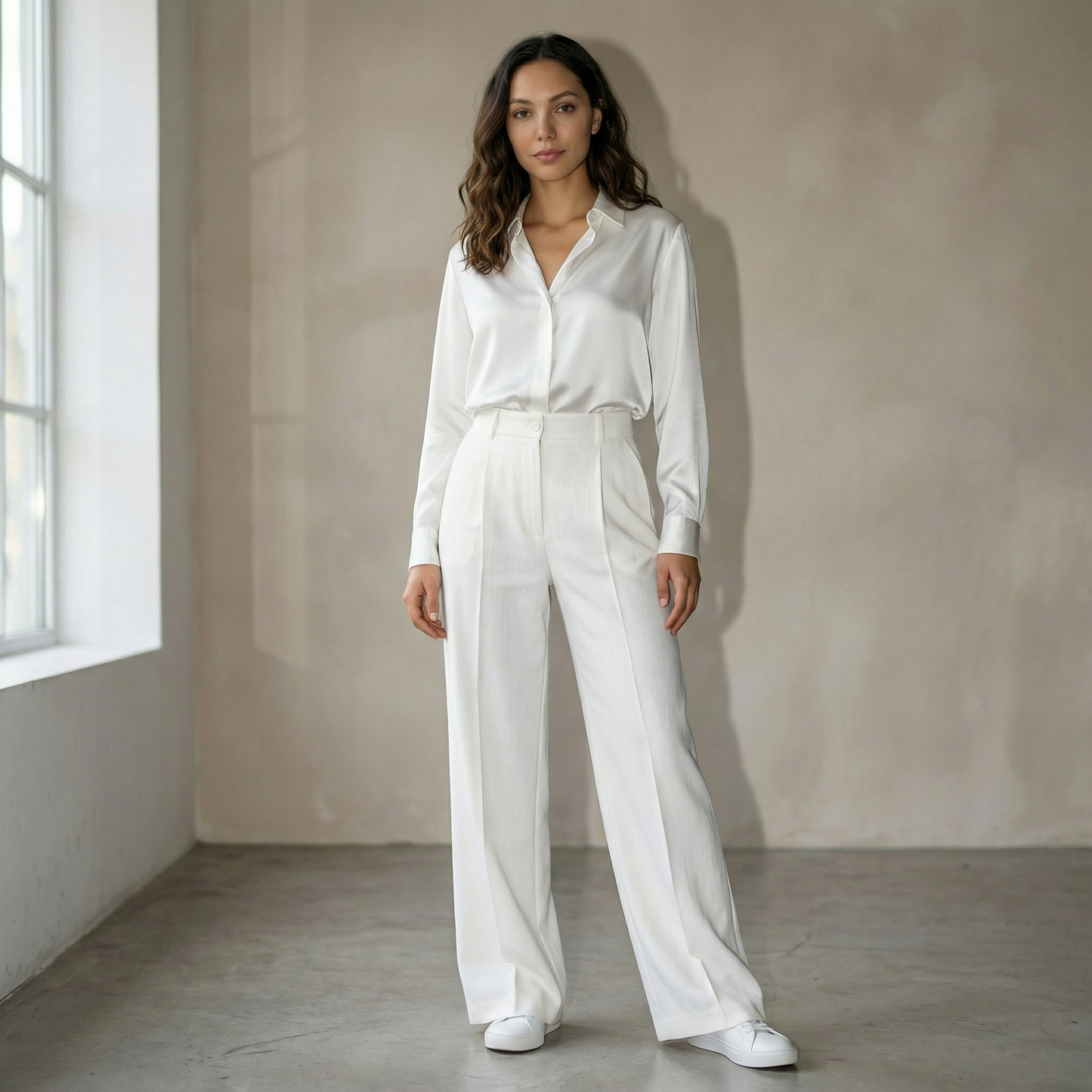 Pantalones de traje de mujer con cintura alta