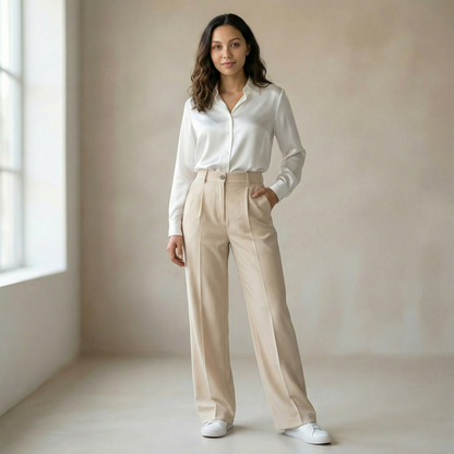 Pantalones de traje de mujer con cintura alta