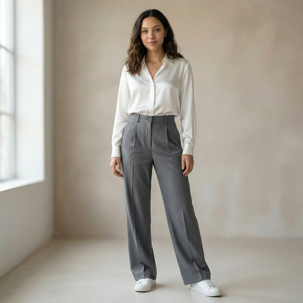 Pantalones de traje de mujer con cintura alta