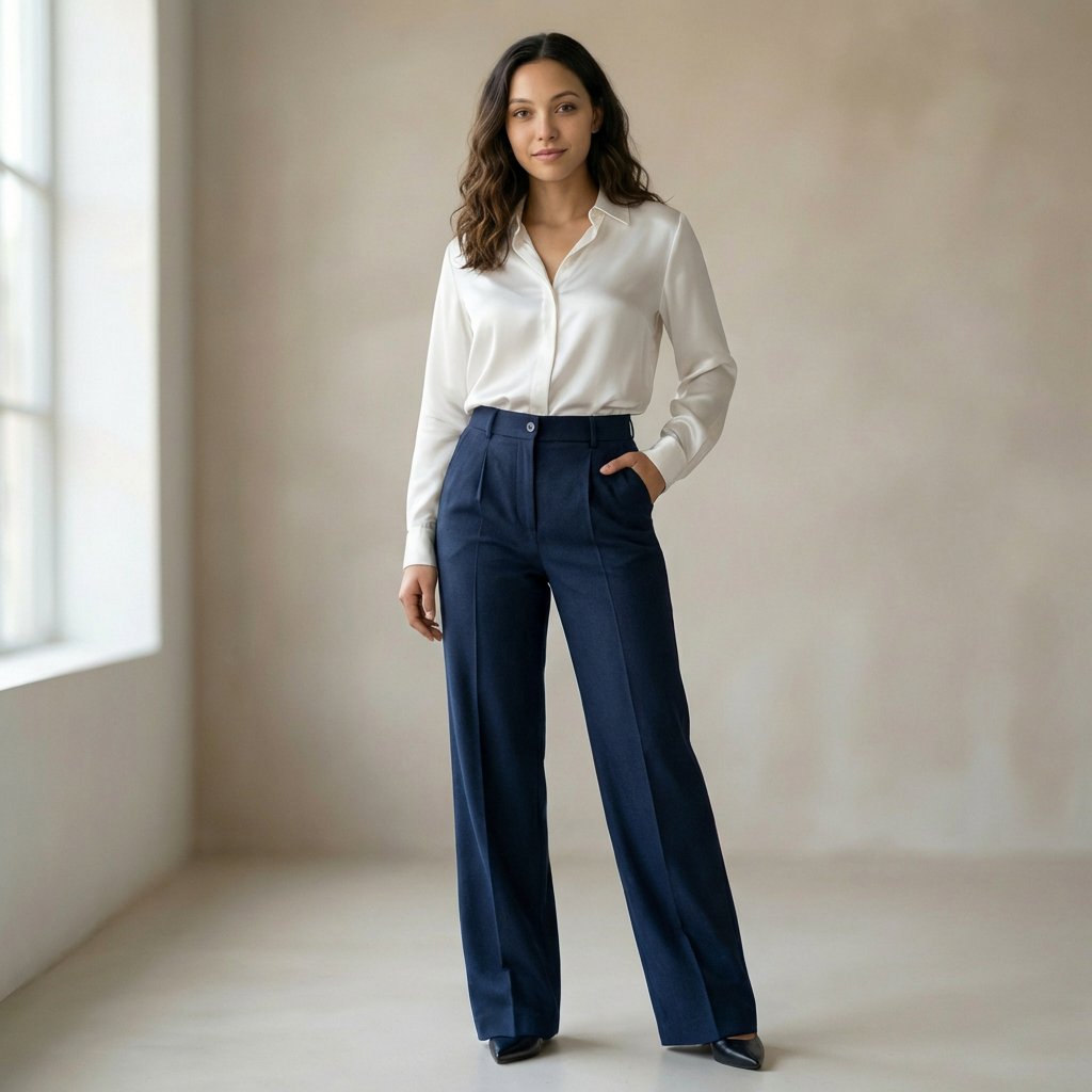 Pantalones de traje de mujer con cintura alta