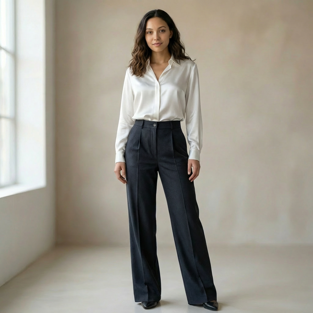 Pantalones de traje de mujer con cintura alta