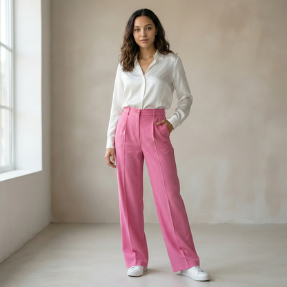 Pantalones de traje de mujer con cintura alta