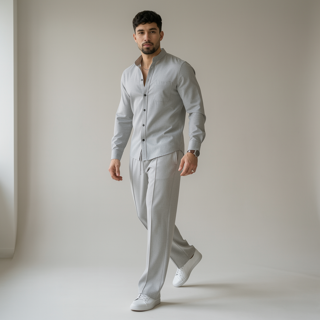 Conjunto de 2 piezas para hombre con tejido tipo gofre: cómodo, transpirable y versátil