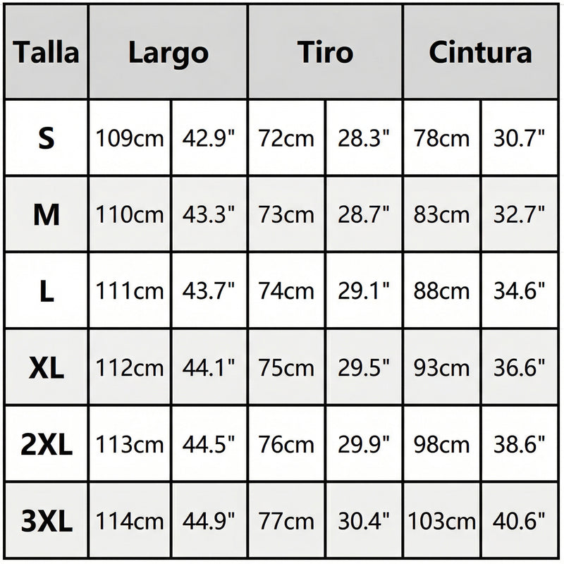 Tabla de tallas