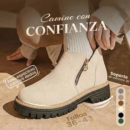 Zapatos de mujer con puntera redondeada y cremallera