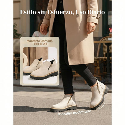 Zapatos de mujer con puntera redondeada y cremallera
