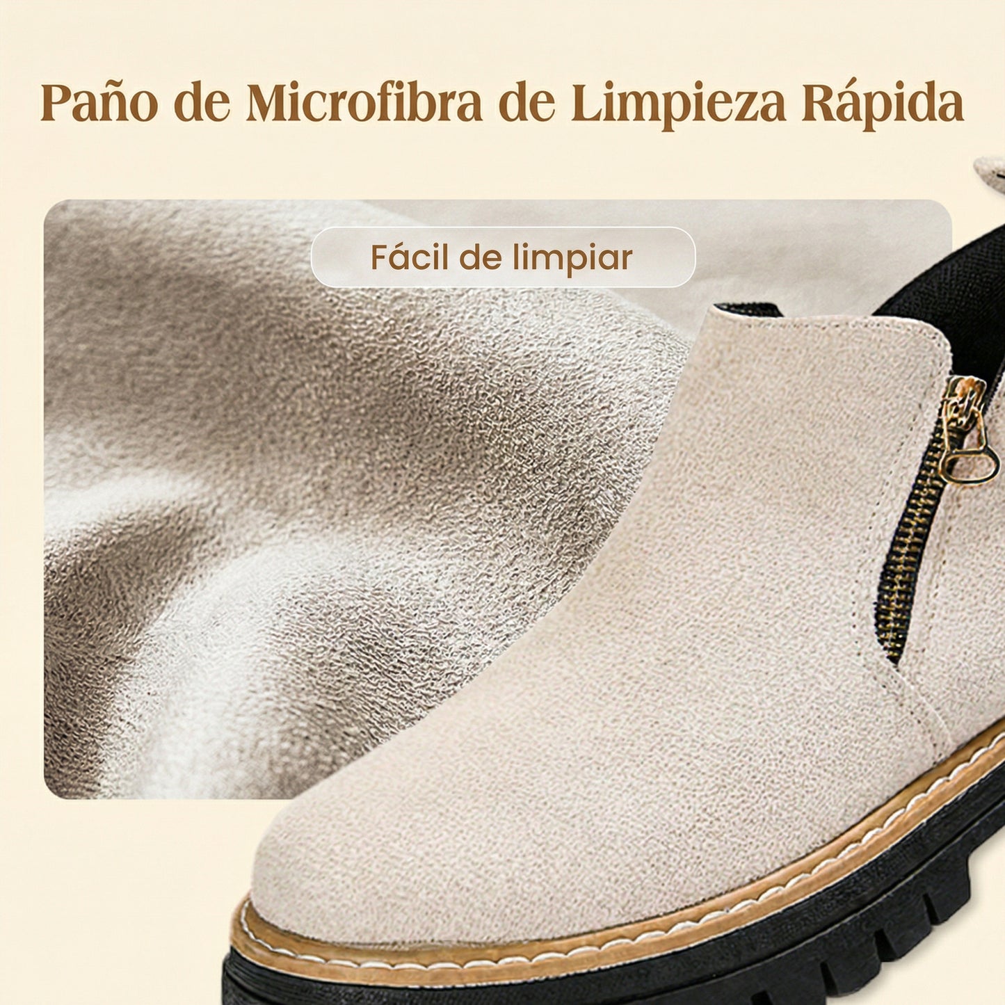 Zapatos de mujer con puntera redondeada y cremallera