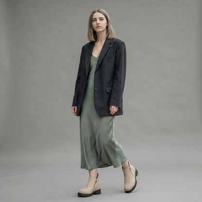 Zapatos de mujer con puntera redondeada y cremallera