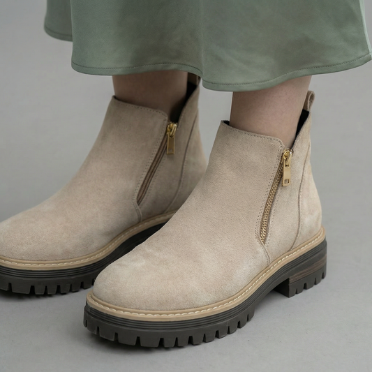 Zapatos de mujer con puntera redondeada y cremallera