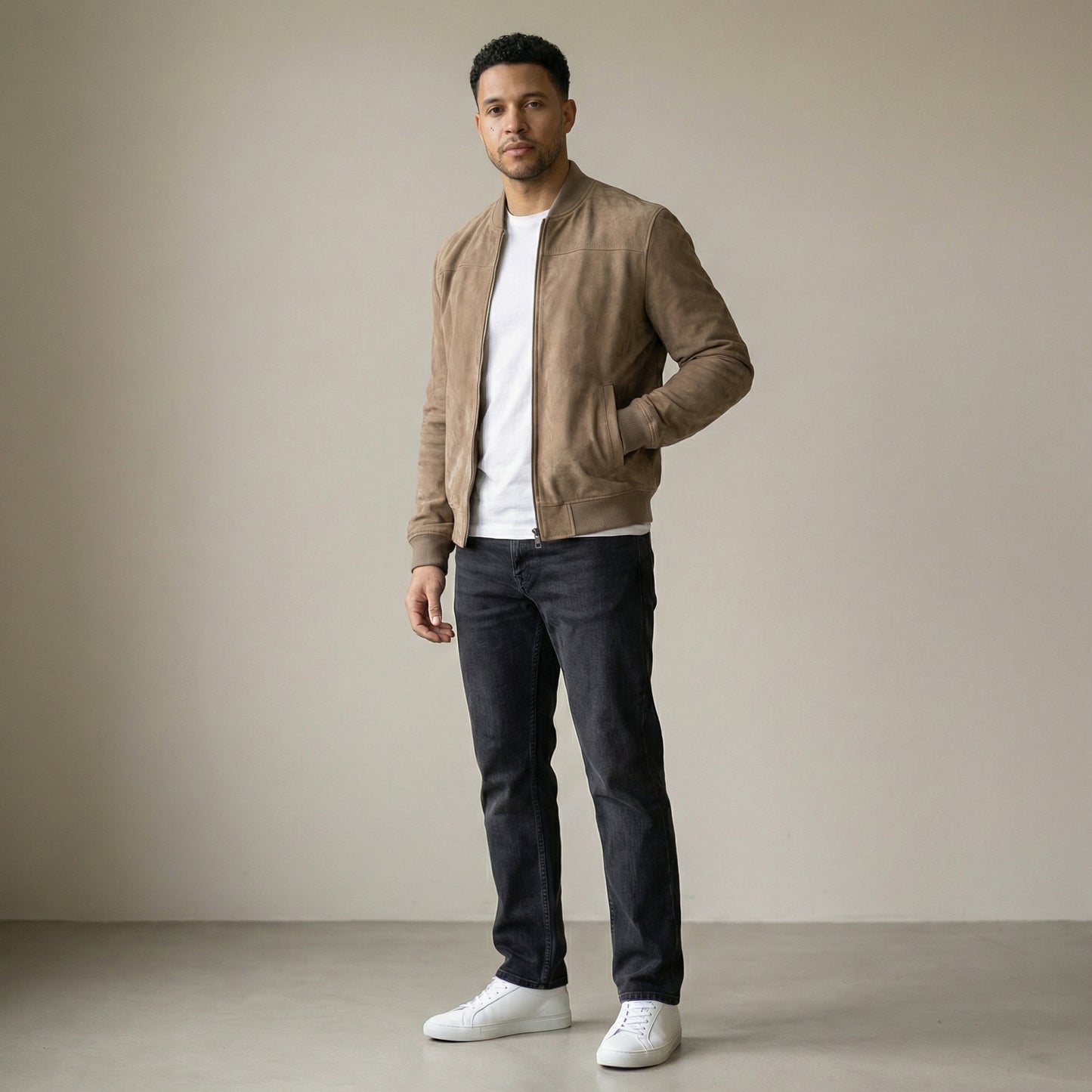 Chaqueta clásica de ante