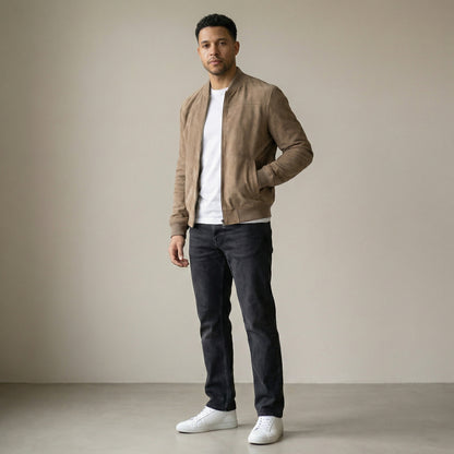 Chaqueta clásica de ante