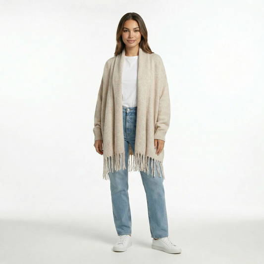 CARDIGÁN CON BUFANDA VAINILLA