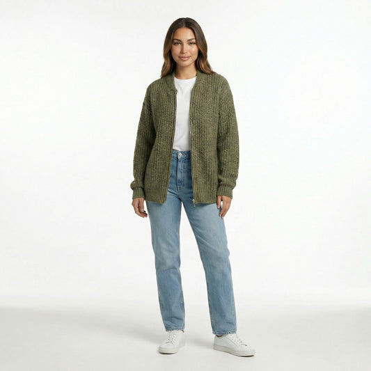 CARDIGÁN DE PUNTO ZIP SAGE