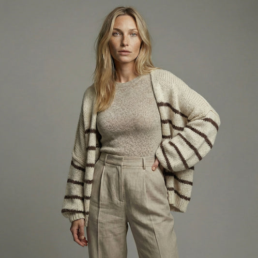 CARDIGÁN GRUESO A RAYAS VAINILLA CHOCOLATE